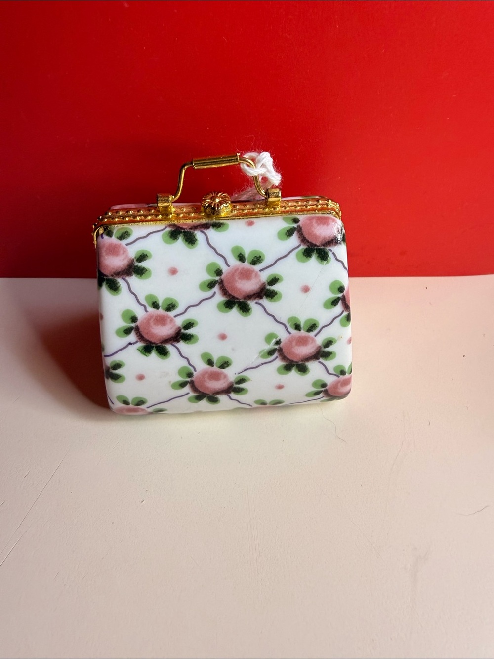Floral Pink Rose Mini Clasp Handbag trinket